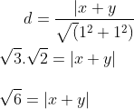 AFA-SP Distância de ponto à reta Gif.download?d=\frac{|x+y}{\sqrt&space;(1^{2}+1^{2})}&space;\\&space;\\&space;\sqrt3